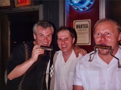 With R.J. Mischo & John Nemeth on the last night of our tour - Rusty Nail, Wilmington, NC, July 2004