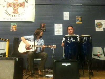 Performing the newly formed acoustic set at the Durham Beer Festival 2010