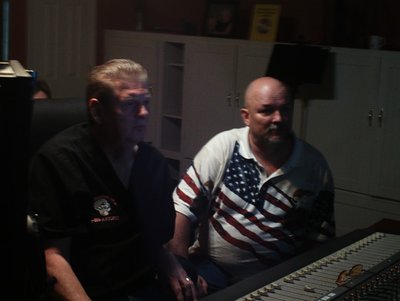 in the studio, recording...