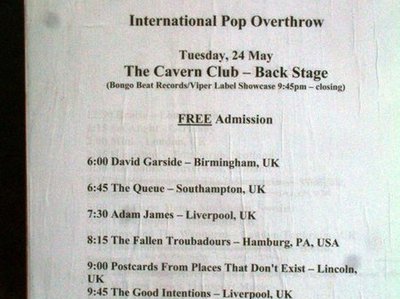 Bands performing at The Cavern Club Back Stage of the IPO Liverpool Festival 2011 on May 24th 2011.