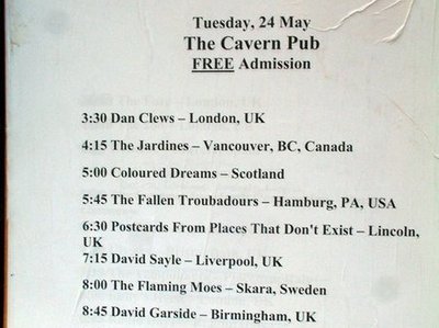 Bands performing at The Cavern Pub of the IPO Liverpool Festival 2011 on May 24th 2011.