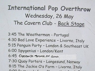 Bands performing at The Cavern Club Back Stage of the IPO Liverpool Festival 2010 on May 26th 2010.