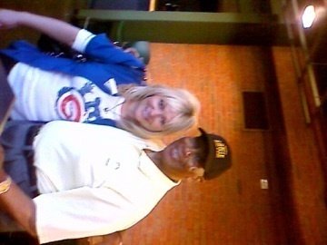 Me and Ernie Banks the May 2010 when I sang the nation Anthme at Wrigley Field