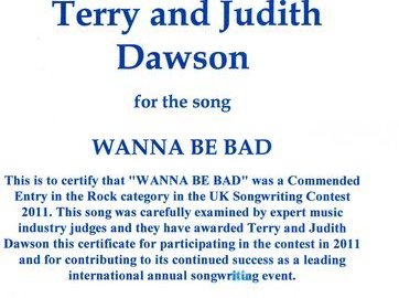 Certificate of Commendation for Wanna Be Bad