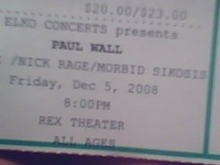 THA PAUL WALL TICKET 