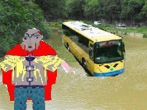 Scrap dog & the bus can swim