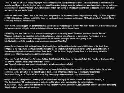 Artiists bios inserts