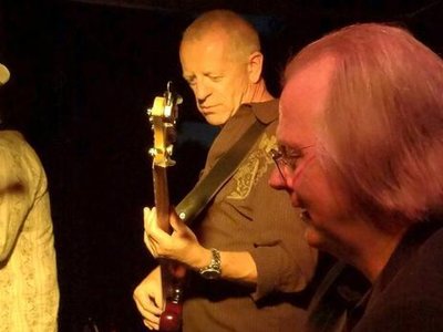 Jim Cobb on Bass, me on keys. The Jeff Watson Band. Photo by Richard White/Sacramento