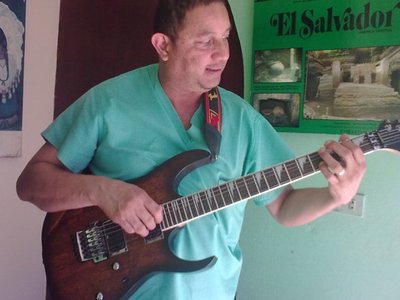 Playing guitar