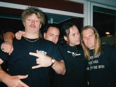 Shane at Bloodstock 2003 with Roland Grapow (Masterplan), Ralph Santolla, Jorn and Steve McKenna