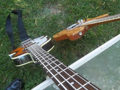 Hofner & lefty Telecaster from early years of The Anglomaniacs. Circa 2011.