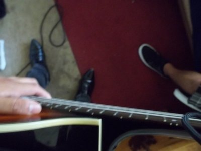 Down view of the HÃ¶fner bass from Alec's perspective.
