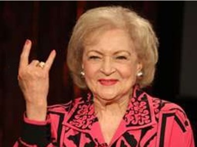 Betty White listens to Sincerely The Reaper