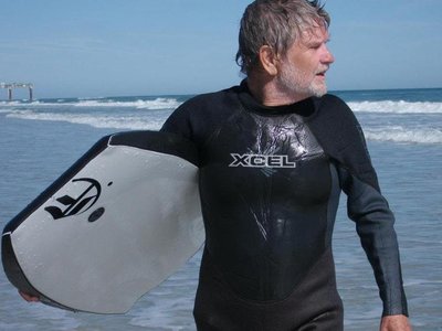 Mike Marcellino bodyboarding at St. Augustine Beach, Florida