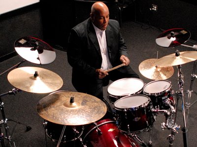 Larry Washington w/ Pearl Wine Red Masters Drum Kit
