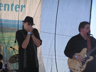 Greg and Johnny on main stage Helena with BB Kings signature showing on guitar