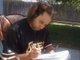 Hafbreed writing his beats