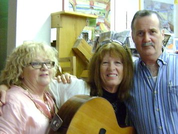 Author Sue Donahoe,singer/songwriter Karen Abrahams,and Jeff at Surf Club Records 2011