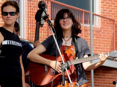 me and grace camblos with radar's clowns, carrboro 2011