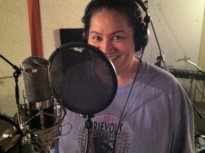 In the studio.