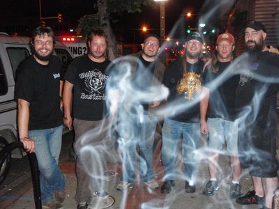 Frenz, Patrick, Maarten, Roel (from Solenoid), Jay & Scott outside The Red And The Black Bar, Washin