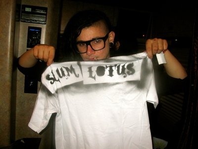 skrillex with the shirt we gave him 6/24/11