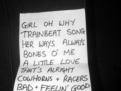 Postcards set list for their two sets at The Cavern Club as part of the IPO Liverpool 2012 Festival