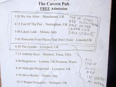 Bands performing at The Cavern Pub of the IPO Liverpool Festival 2012 on May 16th 2012.